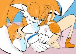 af-js balls blue_eyes cream_the_rabbit freeflyspecter fur furry_tail lagomorph mammal multiple_tails penis pussy sex shirt_cuffs sonic_(series) sonic_the_hedgehog_(series) sweat tail tails tongue tongue_out