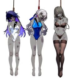 3girls arms_behind_back asphyxiation bad_edit bad_end ball_gag black_lingerie black_lingerie_panties blindfold_removed blue_one-piece_swimsuit blue_swimsuit bondage bronya_rand bruises cadaver choysakanto competition_swimsuit corpse corpses dead dead_body dead_female death deceased decomposition defeat defeated discoloration duct_tape duct_tape_gag earrings execution execution_(group) extreme_content female_death final_moments_together gag_removed gallows hanged hanging highleg_one-piece_swimsuit honkai:_star_rail honkai_(series) lace-trimmed_bra lace-trimmed_legwear lace-trimmed_panties lace-trimmed_thighhighs lace_trim leotard ms_paint multicolored_hair multiple_girls noose o_ring_gag one-piece_swimsuit open_mouth_gag perfect_body perfect_legs poorly_edited rigor_mortis ring_gag rope rope_around_neck rotting rotting_flesh seele_(honkai:_star_rail) self_upload serval_landau sexy_punishment snuff spaghetti_strap stockings strap_slip swimsuit thigh_gap torn_leotard white_leotard