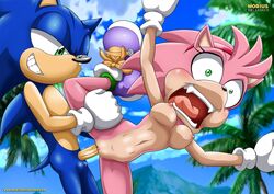 1boy 1girls amy_rose bbmbbf blush breasts colored green_eyes half-closed_eyes hedgehog insane male mammal mobius_unleashed mountain nudist open_mouth palcomix palm_tree penetration penis pussy rape rape_face rosy_the_rascal_(archie) sega sex smile sonic_(series) sonic_the_hedgehog sonic_the_hedgehog_(archie) sonic_the_hedgehog_(series) teeth testicles tree vaginal_penetration