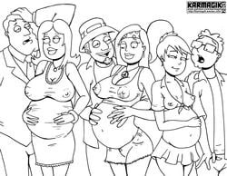 3girls akiko_yoshida american_dad clothing dress female francine_smith glasses hayley_smith human karmagik male milf pregnant skirt stan_smith steve_smith