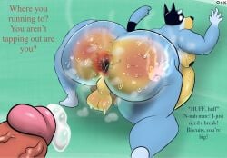 after_anal after_sex all_fours anal anal_fluids anthro anus ass australian_cattle_dog backsack balls bandit_heeler belly big_butt bite_mark blood bluey_(series) blush bodily_fluids body_blush butt_blush canid canine canis cattledog cum dialogue domestic_dog duo english_text faceless_character faceless_male fucked_silly gape_fart gaping gaping_anus genital_fluids genitals herding_dog humanoid_genitalia humanoid_penis male male/male mammal nipples oddkangal overweight overweight_male pastoral_dog penis precum scratch_mark short_tail simple_background spank_marks steam sweat sweaty_balls sweaty_butt sweaty_genitalia tail text vein veiny_penis