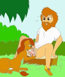 balls fellatio female human lion_taur male mammal mike_sherman oral penis sex straight taur