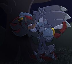 anal anal_insertion anal_sex angelofhapiness blush chest_tuft clothing cum fangs footwear fur gloves green_eyes hedgehog insertion male male_only mammal penetration penis red_eyes sex shadow_the_hedgehog shoes sonic_(series) sonic_the_hedgehog sonic_the_werehog tears tuft werehog worry