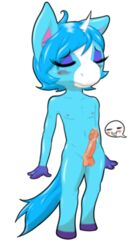 1boy aku_no_novi animal_crossing anthro balls blue_hair blush closed_eyes cum equine erection fur hair horn julian_(animal_crossing) male male_only mammal nintendo nipples nude penis simple_background solo unicorn video_games