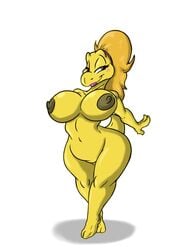 2015 anthro areola big_breasts blush breasts erect_nipples female koopa koopie_koo mario_(series) nintendo nipples nude paper_mario pussy scalie shinysteel smile solo video_games