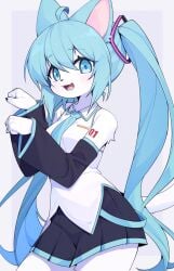 blue_hair cosplay cute devil-vox furry hatsune_miku skirt tie white_fur