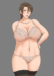 bra breasts large_breasts mature panties supi_(inner_map) underwear