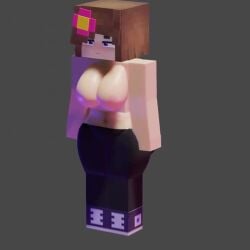 1girls big_breasts big_hips jenny_belle_(slipperyt) jiggle_physics minecraft nipples tagme topless video