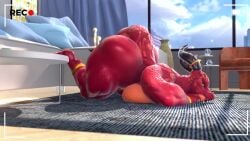 3d animated anthro big_ass big_breasts big_thighs couch covering_crotch dragon female horns living_room longer_than_30_seconds muscular muscular_female naked naked_female nipples photo_shoot photoshoot red_scales red_skin scalie shorter_than_one_minute sofa solo solo_female tagme thick_arms thick_thighs tradelt video