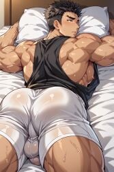 ai_generated ass balls bara boxers bulge demon_slayer erection gay himejima_gyomei penis soaked_clothes sweat