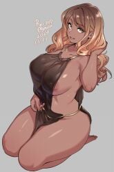 big_breasts dark-skinned_female long_hair looking_at_viewer ryo_agawa