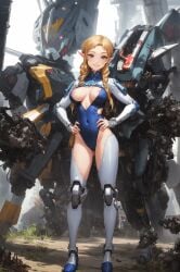 ai_generated confident female heroic highleg highres mecha non-web_source pilot princess_zelda robot smile