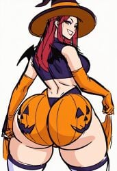 1girls booty_shorts bottomwear cosplay costume curvy_hips halloween halloween_2024 legs_apart medium_ass pumpkin solo ssktch thick_thighs witch_costume