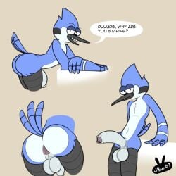 1:1 2024 4_fingers anthro anus arm_support ass avian avian_feet backsack balls beak big_balls big_penis biped bird black_beak black_eyes blue_body blue_hair blue_tail_feathers cartoon_network corvid dialogue english_text erection eyebrows feathers fingers foreskin front_view genitals glans hair half-closed_eyes humanoid_genitalia humanoid_penis jay_(bird) jbun07 leaning leaning_forward male mordecai_(regular_show) multicolored_body multiple_images narrowed_eyes navel new_world_jay nude open_beak open_mouth oscine partially_retracted_foreskin passerine penis perineum presenting presenting_hindquarters purple_anus purple_glans question_mark raised_eyebrow rear_view regular_show side_view signature simple_background slim smile solo speech_bubble standing tail tail_feathers talking_to_viewer tan_background teeth text two_tone_body white_balls white_butt white_foreskin white_penis white_perineum