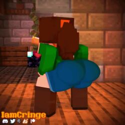 1girls big_ass bouncing_ass bubble_butt iamcringe irene_cream_(iamcringe) mine-imator minecraft ponytail tagme throwing_it_back twerking video