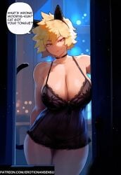 bakugou_mitsuki big_breasts cat_ears cat_tail collar erotic_nansensu lingerie milf my_hero_academia older_female seductive thick_thighs