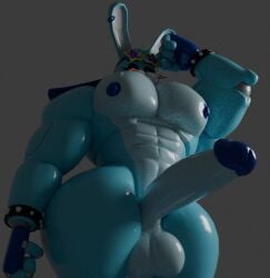 animatronic anthro bara bara_tiddies bara_tits barazoku biceps blue_body bunny bunny_boy codans five_nights_at_freddy's five_nights_at_freddy's:_security_breach fnaf glamrock_bonnie_(fnaf) head_band lagomorph lagomorph_humanoid looking_down machine male male_only muscular_anthro non_human red_eyes robot robot_humanoid scottgames solo solo_focus solo_male spiked_bracelet steel_wool_studios sunglasses sunglasses_on_head two_tone_body