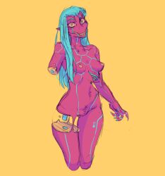 blue_hair cyberpunk_2077 female gore horror no_artist no_source snuff solo_female zombie