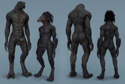 2_toes 3_toes 3d_(artwork) 4_fingers abs alien anthro ass balls digital_media_(artwork) duo erection feet fingers genitals glans halo_(series) hi_res humanoid_genitalia humanoid_penis kig-yar male microsoft muscular no-name-no-problem nude penis sangheili standing toes xbox_game_studios