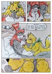 anal_sex black_fur blowjob booty_sex buttsex dashthefox dashthefox_(character) fever_(firefox-fever) gay gay_sex horny muscles muscular penis porn_comic traditional_media yellow_fur