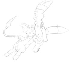 2015 anthro anus ass bandana c1-11131 canine daiki_(character) eeveelution erection fan_character fellatio female fur furry_ears furry_tail male mammal nintendo oral penis petting_head pokemon pokemon_(species) pokemon_gsc pokemon_rgby pussy raichu tail testicles umbreon video_games winter_(character)