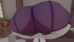 3d animated ass ass_focus ass_shake bare_shoulders blue_hair cameltoe female from_behind genshin_impact huge_ass jiggle kishi kujou_sara leaning leaning_forward short_hair short_shorts shorts solo tagme thick_thighs twerking video video