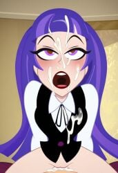 ahegao ai_generated bedroom blunt_bangs civitai clothed clothed_sex clothing crying cum dc_super_hero_girls female female_focus forced indoors long_hair neck_ribbon nw_th pov purple_hair rape rough_sex sex vest zatanna zee_zatara