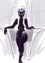 alien alien_girl alien_humanoid cartoon_network duck_dodgers female female_focus female_only looney_tunes martian martian_(duck_dodgers) queen_tyr'ahnee sitting_on_throne throne topless topless_female warner_bros warner_brothers