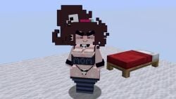 1girls bed big_ass big_breasts big_eyebrows bubble_butt femscrub_(somescrub) game_mod goth goth_girl minecraft mod ponytail tagme thong video wide_hips