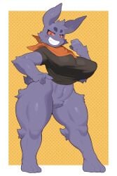 big_breasts breasts female furry gengar huge_breasts kaeritai07 plump_(character) pokemon pokemon_(species) thick_thighs wide_hips