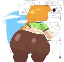 1girls alex_(minecraft) ass_cleavage big_ass bubble_butt caked_up chubby minecraft moonoatmeal thick_thighs villager_(minecraft)