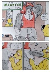 anal_sex black_fur blowjob booty_sex buttsex dashthefox dashthefox_(character) fever_(firefox-fever) gay gay_sex horny muscles muscular penis porn_comic traditional_media yellow_fur