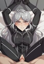 ai_generated bodysuit ceremon_vaughan grey_hair missionary missionary_position missionary_sex rein_(unordinary) self_upload sex silver_hair unordinary vagina vaginal_penetration vaginal_sex webcomic_character webtoon webtoon_waifu