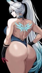 1girls 2024 animal_ears ass back_view bare_thighs big_breasts black_background black_gloves blue_clothes blue_clothing blue_dress blue_eyes blue_eyes_female blue_tattoo bottom_heavy bottomless_female breasts busty busty_female clothed clothed_female clothing dress drogod_(artist) fat_ass fat_ass_mommy feixiao_(honkai:_star_rail) female female_focus female_only fluffy_ears form_fitting fox fox_girl from_behind from_behind_angle from_behind_view gloved_hands gloves hella_p hellap hi_res honkai:_star_rail honkai_(series) hoyoverse huge_ass jewelry looking_back looking_back_at_viewer mature_female mihoyo milf muscular muscular_female no_sex october october_(month) old_woman older_female older_woman pale-skinned_female pale_skin pale_skinned_female pierced_ear pierced_ears piercings plump plump_ass plump_butt plump_thighs ponytail ponytail_(hair) ponytail_female sideboob silver_earrings silver_jewelry silver_trim solo solo_female solo_focus tattoo_on_back tattooed_back tattooed_female thick_thighs tied_hair tight_clothes tight_clothing tight_dress tight_fit white_hair white_hair_female