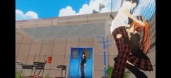 3d akira_kurusu anime blowjob clothed_blowjob clothed_sex cuck deepthroat head_grab head_pull huge_cock long_dick long_penis persona_5 sakura_futaba school_uniform yuuki_mishima