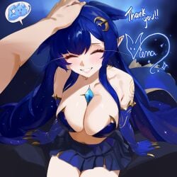 1girls arm_gloves arm_support bare_belly bare_chest bare_legs bare_midriff bare_navel bare_shoulders bare_skin bare_thighs belly belly_button blue_arm_gloves blue_background blue_elbow_gloves blue_eyebrows blue_gloves blue_hair blue_hair_female blue_skirt blush blush_face blush_lines blushed_face blushing_at_viewer blushing_face blushing_female breasts busty busty_female busty_girl cleavage closed_eyes collarbone dot_nose elbow_gloves exposed_belly exposed_chest exposed_legs exposed_midriff exposed_navel exposed_shoulders exposed_skin exposed_thighs fair_skin female female_focus fingers gloves grin hair_ornament hair_ornaments high_resolution highres large_breasts lean_body lean_figure legs legs_closed legs_together light-skined_female light-skinned light-skinned_female light_skin light_skin_female light_skinned light_skinned_female lips long_hair midriff narrow_waist navel original_art original_artwork patting patting_head shoulders simple_background sitting skirt slender_body slender_waist slim_girl slim_waist smile smiley_face smiling smiling_at_viewer smirk smooth_skin thernz thick_thighs thighs thin_waist upper_body very_long_hair vienna_(vtuber) virtual_youtuber vtuber vtuberfanart