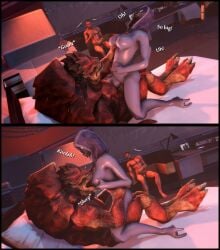 3d alcohol anthro_on_anthro breast_grab breast_sucking cheating comic comic_page commander_shepard completely_nude_male covered_face cowgirl_position cuckold cumflation drunk flaccid_penis foab30 hand_on_belly hand_on_breast happy_sex hourglass_figure huge_breasts huge_cock humanoid interspecies krogan looking_pleasured mass_effect moaning muscular_male orgasm quarian sex sfm size_difference sleeping stomach_bulge tali'zorah_nar_rayya urdnot_wrex violet_skin