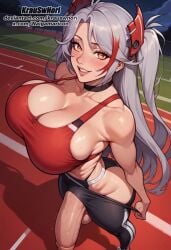 big_penis bra cum cum_drip cum_on_body cum_on_breasts cum_on_face futa_focus futa_only futanari huge_ass huge_breast huge_butt huge_cock krauswnori prinz_eugen_(azur_lane)