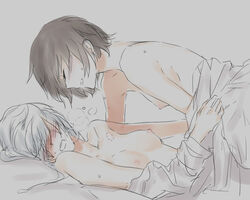 2girls blush female female_only multiple_girls nude on_back ruby_rose rwby weiss_schnee white_rose_(ship) yuri