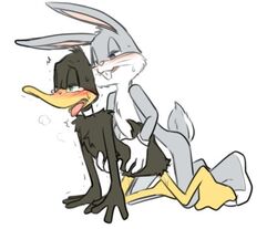 anal bugs_bunny daffy_duck interspecies looney_tunes male male_only mammal sex simple_background soft_feathers warner_brothers white_background yaoi zehn