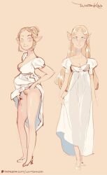 dress female nintendo princess_zelda the_legend_of_zelda translucent_clothing wintonkidd