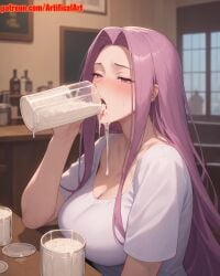 1girls ai_generated artifical_art blush cum_in_mouth dripping_cum dripping_semen fate/grand_order fate/stay_night fate/zero fate_(series) long_hair medusa_(fate) open_mouth perfect_body purple_eyes purple_hair semen_in_mouth