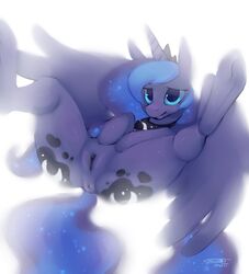 2015 alicorn anus ass blue_eyes blue_hair cutie_mark equine female friendship_is_magic hair hooves horn long_hair mammal my_little_pony presenting princess_luna_(mlp) pussy simple_background solo spread_legs spreading spunky_mutt white_background wings