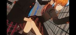 3d akira_kurusu anal anal_sex anime clothed clothed_anal clothed_sex huge_cock long_penis persona_5 sakura_futaba school_uniform sex twink