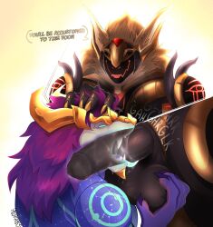 absurd_res anthro armor aurelion_sol balls blue_body bodily_fluids digital_media_(artwork) dragon duo eastern_dragon erection fan_character fur genital_fluids genitals hair hexkates hi_res league_of_legends machine male male/male male_penetrated male_penetrating male_penetrating_male mythological_creature mythological_scalie mythology nude oral oral_penetration penetration penis protogen protogen_visor riot_games saliva saliva_on_penis saliva_on_tongue saliva_string scalie sex simple_background speech_bubble tencent text x-ray_view