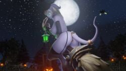 1girls 3d anal anal_insertion big_ass big_breasts blizzard_entertainment blue_skin buttplug draenei female female_only halloween morilymory nude pinup pussy solo stockings thick_thighs voluptuous voluptuous_female warcraft white_hair wide_hips witch_hat world_of_warcraft yrel