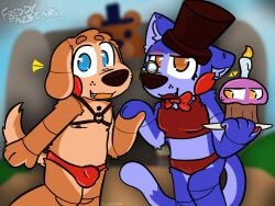 1boy 1boy1girl 1girls advertisement animatronic anthro anthro_female anthro_male anthro_only bdsm_gear bdsm_harness bdsm_outfit blue_body blue_eyes blue_fur bondage_gear bondage_harness bondage_outfit boner bow_tie bowtie brown_body brown_eyes brown_fur building bulge candle canine clothed clothing crop_top croptop cupcake cupcake_(fnaf) domestic_cat domestic_dog dug_(trtf) duo duo_focus ear_down erect_penis erection erection_under_clothes eyeshadow fangame fangame_character feline felixmcfurry female femboy five_nights_at_freddy's fnaf freddy_fazbears_(location) fully_clothed fully_clothed_anthro fully_clothed_female fully_clothed_male fur furry furry_female furry_male furry_only harness hat holding_hand holding_hands joints knee_up male monocle nipples_visible_through_clothing no_sex orange_eyes orange_mouth outdoors outside pizzeria plate questionable red_bowtie red_cheeks red_crop_top red_eyeshadow red_speedo revealing_clothes revealing_clothing revealing_outfit robot sfw speedo speedo_only sugar_(trtf) suggestive the_return_to_freddy's top_hat tophat