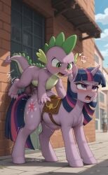 ai_generated cartoon cute cutie_mark friendship_is_magic my_little_pony pony pony_diffusion_xl quality rengoart sexy sexy.ai sexy_pose spike_(mlp) twilight_sparkle_(mlp)