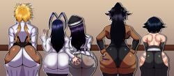 ass_chart ass_focus ass_grab bambietta_basterbine big_ass big_butt big_thighs black_hair black_skin bleach bleach:_the_thousand-year_blood_war giselle_gewelle over_drive_(artist) overdraws(artist) shihouin_yoruichi soifon tagme tagme_(artist) tia_harribel twitter_link yellow_hair