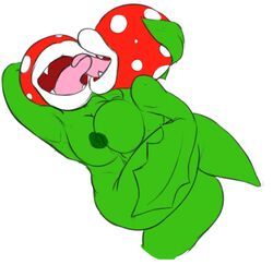 2girls big_breasts brachyzoid breasts datbritishmexican eyeless female female_only flora_fauna french_kiss kissing mario_(series) multiple_girls nintendo nude piranha_plant plant sharp_teeth simple_background teeth tongue tongue_out video_games white_background yuri